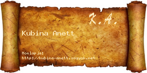 Kubina Anett névjegykártya